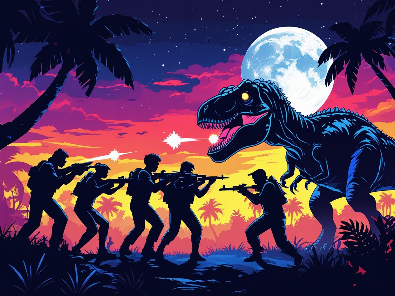 Midnight multiplayer dinosaur hunt