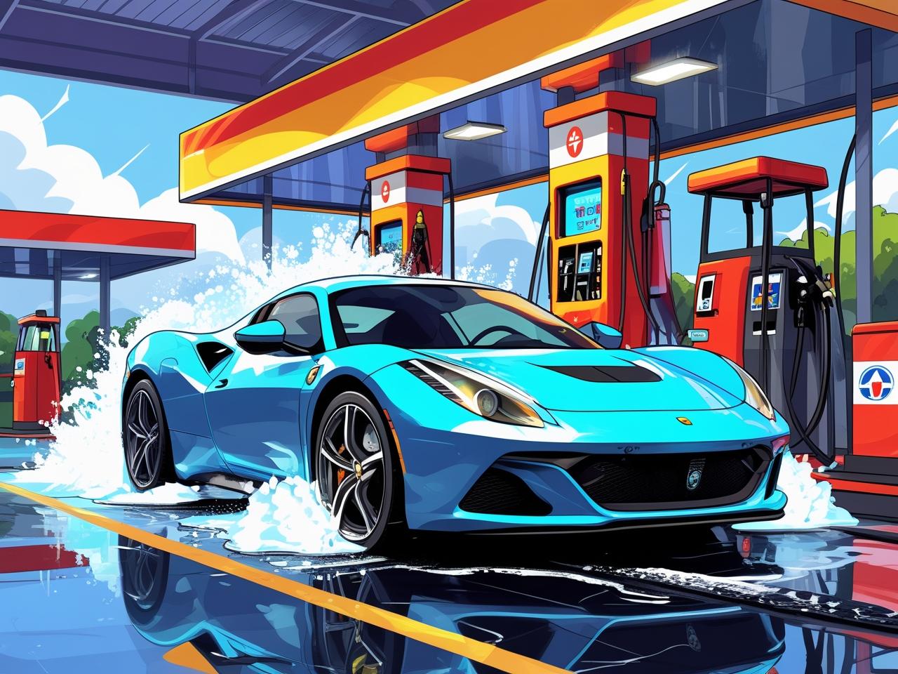 Sports Car Wash Gas Station