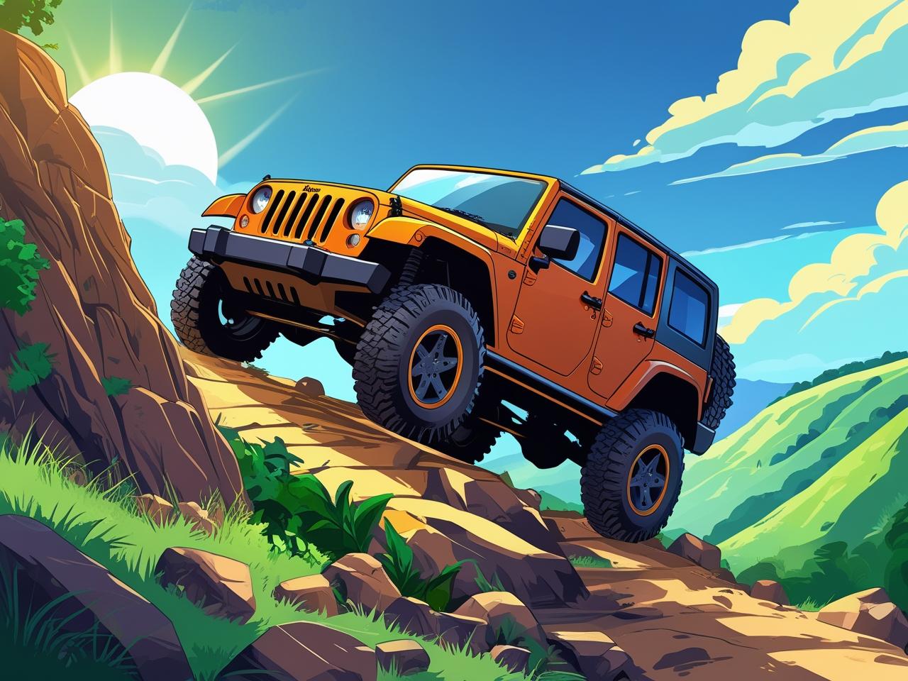 Offroad Jeep Hills Driving